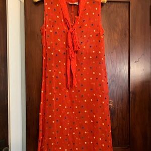 Polka Dot Midi Dress - Red